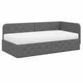 Divano Letto angolare in tessuto con materasso 100x200 cm, grigio scuro, reversibile, con testiera imbottita