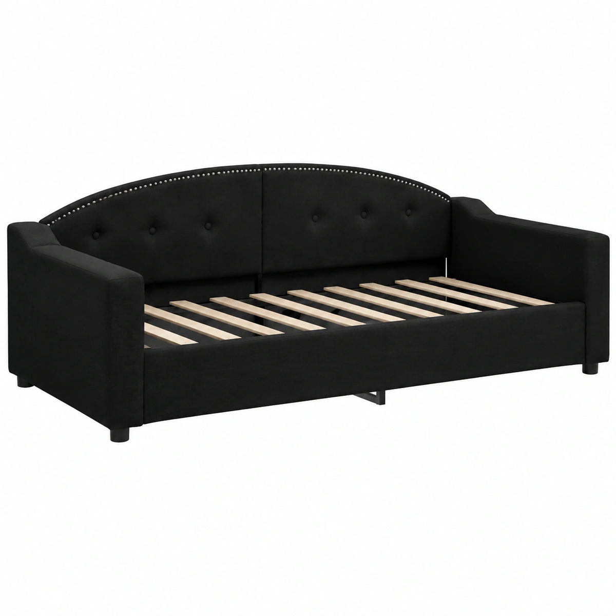 Divano Letto Singolo Moderno in Tessuto Nero 90x190 cm per Ospiti