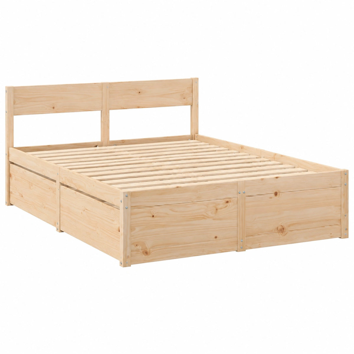 Letto Contenitore in Pino 140x200 cm con Cassetti