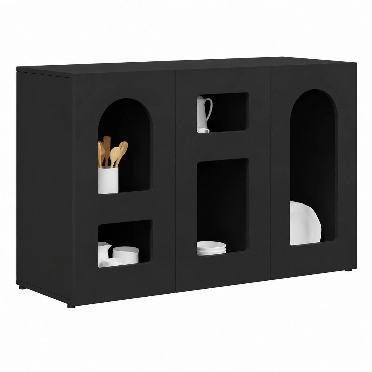 Credenza Moderna Nera in Legno Multistrato 100x35x59 cm