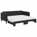 Divano Letto Estraibile in Velluto Nero 90x190 cm con Contenitore e Materassi, Design Moderno 2-in-1 per Soggiorno e Camera Ospiti