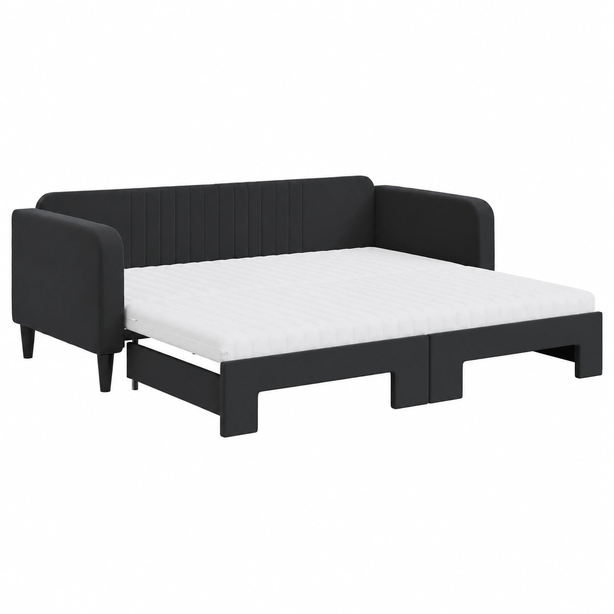 Divano Letto Estraibile in Velluto Nero 90x190 cm con Contenitore e Materassi, Design Moderno 2-in-1 per Soggiorno e Camera Ospiti