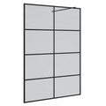 Schermo Doccia Walk-in Nero 140x195 cm in Vetro Temperato, Design Moderno e Minimalista
