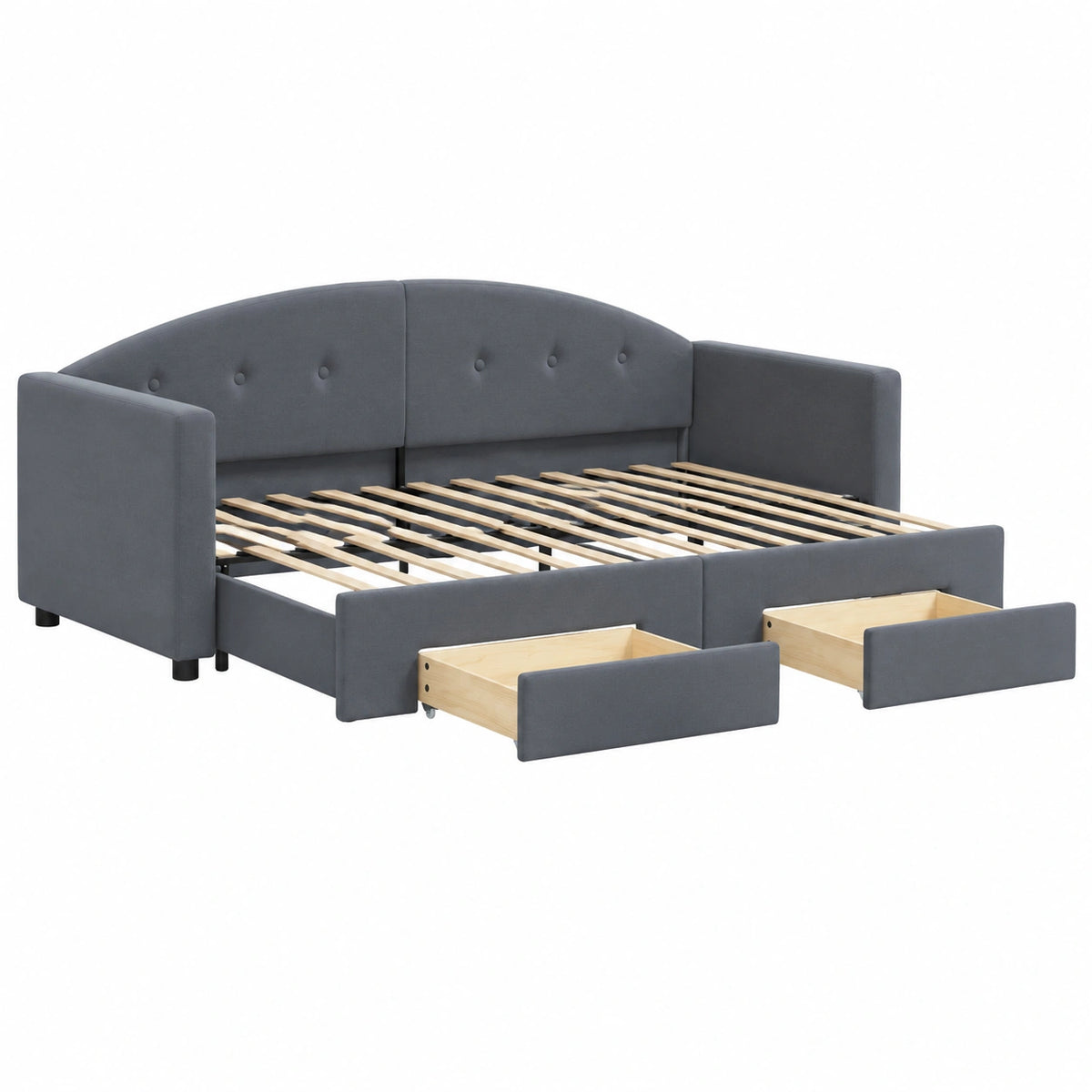 Divano Letto in Velluto Grigio con Contenitore 80x200cm