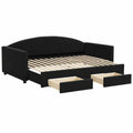 Divano Letto con Cassetti 2 in 1 in Velluto Nero 100x200 cm