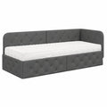 Divano Letto Angolare 80x200 cm con Materasso, Tessuto Grigio Scuro, per Camera degli Ospiti, Testiera Reversibile