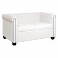 Divano Chesterfield in Ecopelle Bianco a 2 Posti per Casa e Ufficio