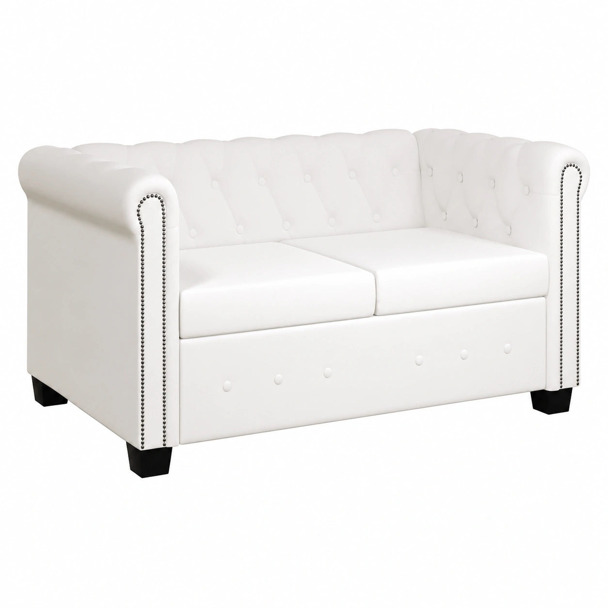 Divano Chesterfield in Ecopelle Bianco a 2 Posti per Casa e Ufficio