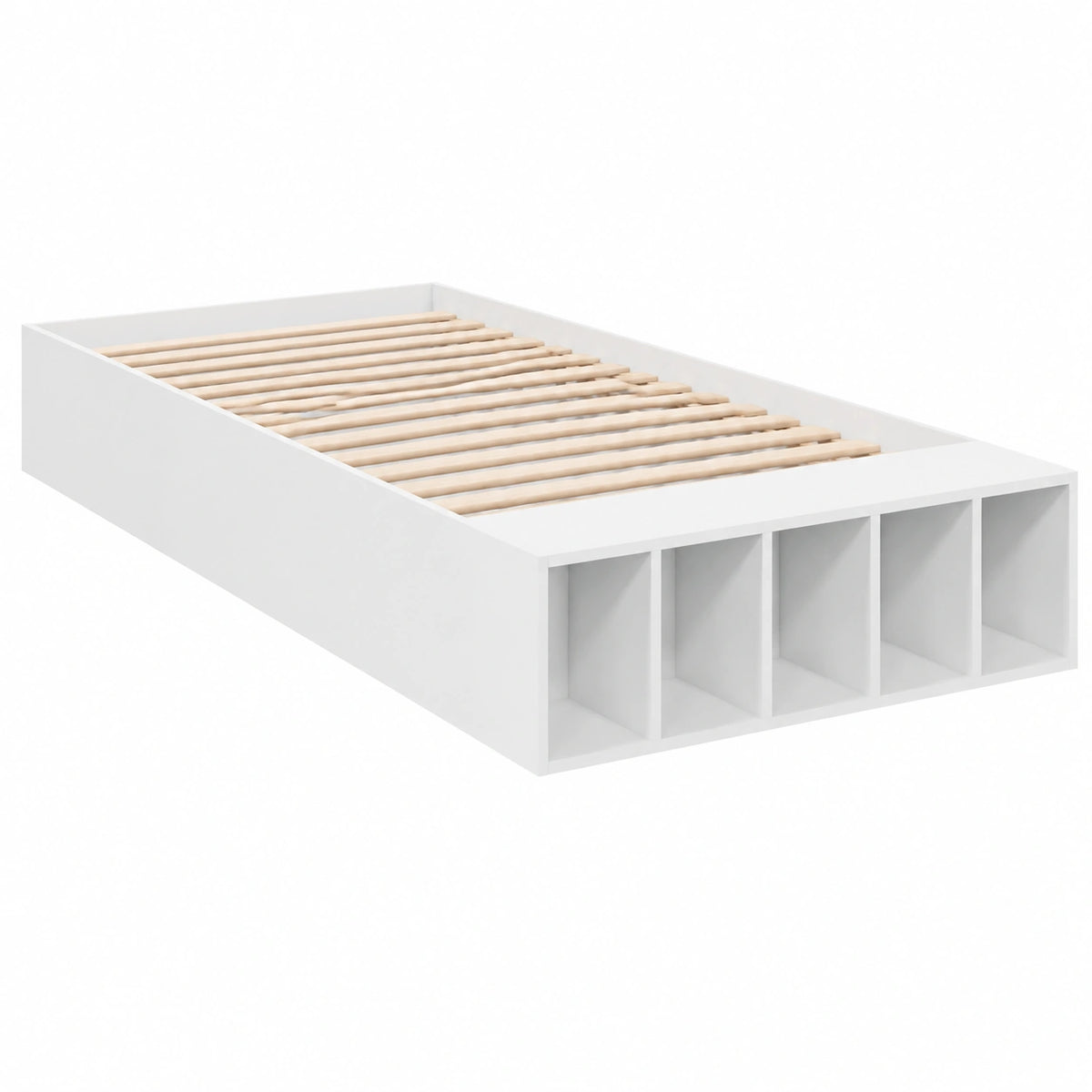 Letto Singolo in Legno Bianco 100x200 cm con Contenitore
