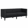 Divano Chesterfield 3 Posti in Similpelle Nera per Soggiorno
