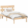 Letto in Legno di Pino Massello 90x200 cm con Testiera, Design Moderno, Robusto e Funzionale per Camera da Letto