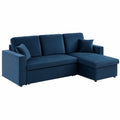 Divano angolare reversibile in velluto blu, 3 posti, 220x146x83 cm