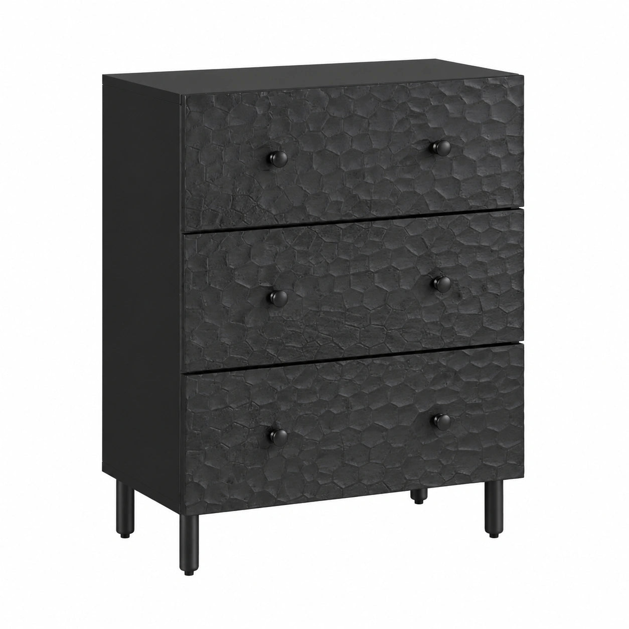 Credenza in legno di mango nero, 60x33x75 cm, ideale per soggiorno, corridoio e cucina, stile contemporaneo