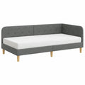 Letto angolare in poliestere grigio scuro, 100x200 cm, con testiera reversibile e divano integrato