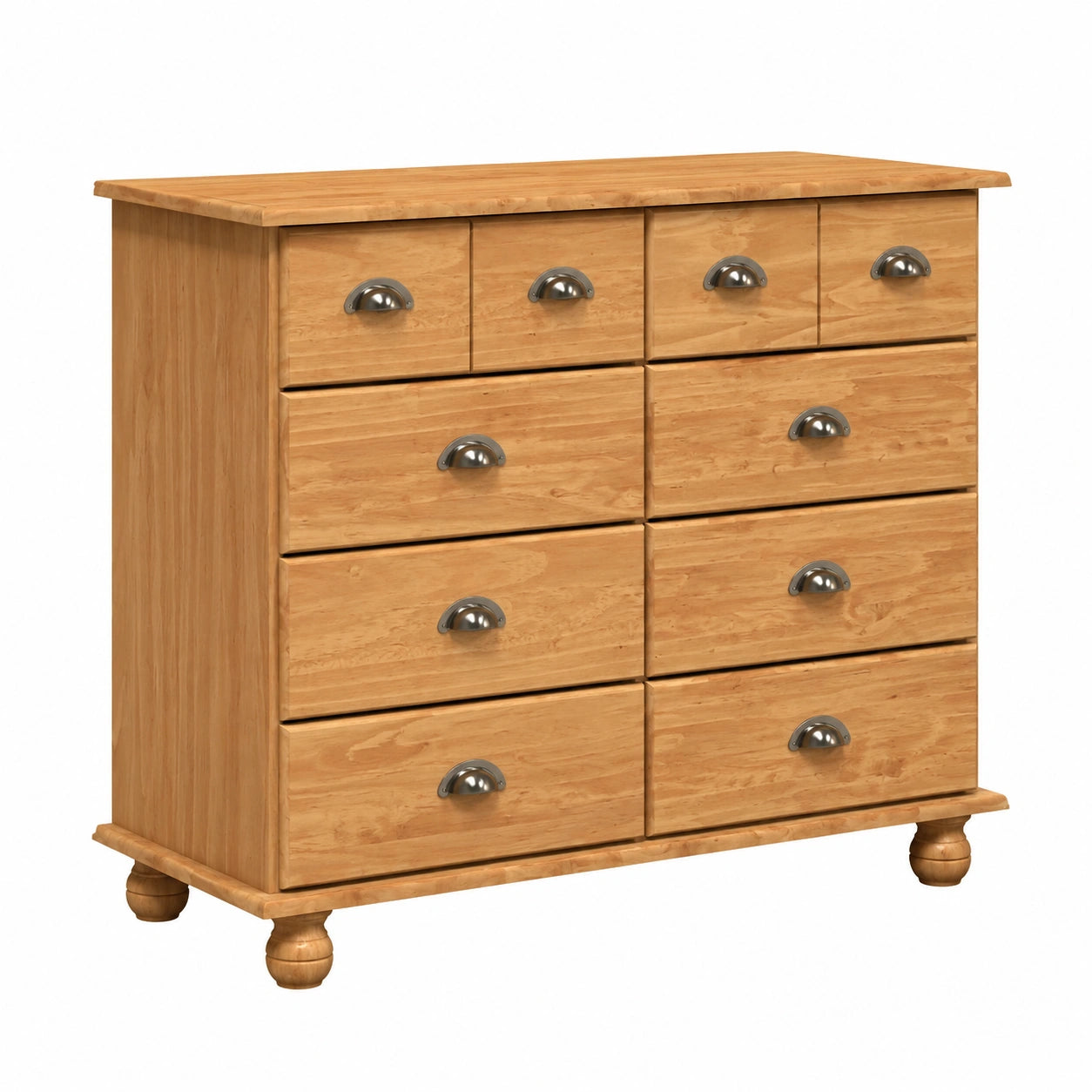 Mobile Cassettiera in Legno Massello di Pino, 91x40x79 cm, Colore Marrone, Design Moderno e Versatile