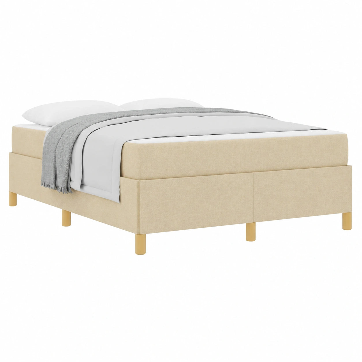 Letto matrimoniale moderno con contenitore e materasso, crema bianco 140x200 cm