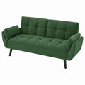Divano Letto in Velluto Verde Scuro, 3 Posti con Gambe in Legno Nero