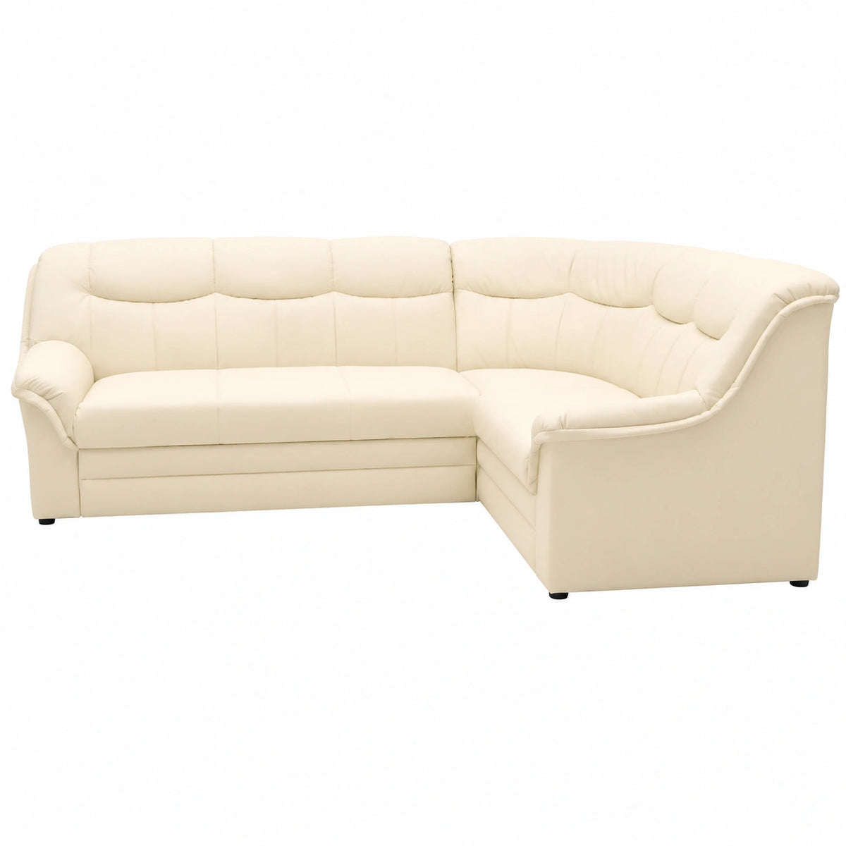 Divano angolare Berlino in pelle elegante con funzione letto e imbottitura a molla, 205x250x89 cm, crema