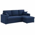 Divano Letto Angolare Reversibile con Contenitore Blu 3 Posti 220x146x83 cm