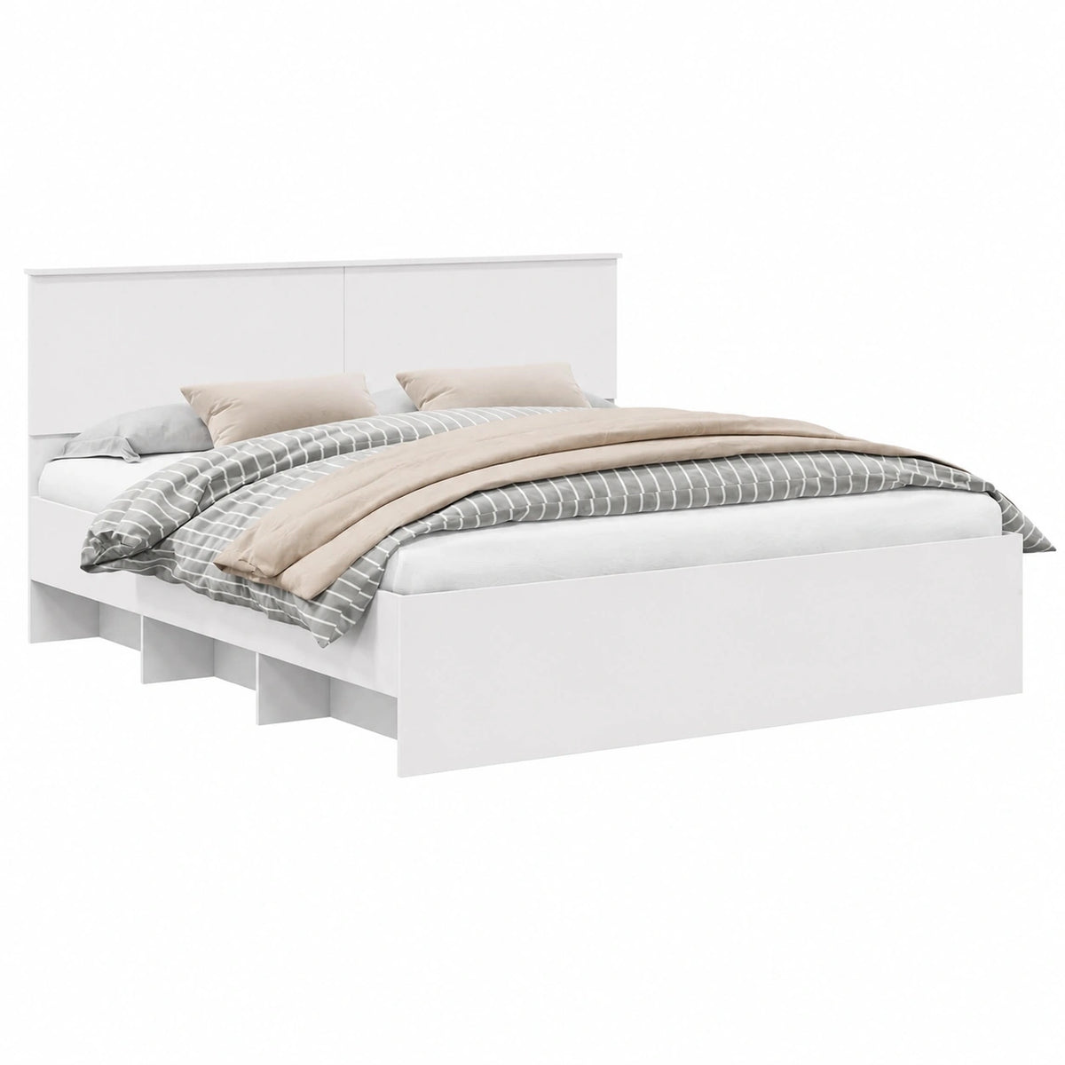 Letto Matrimoniale in Legno Multistrato Bianco 180x200 cm, Design Moderno e Minimalista