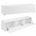 Mobile TV Moderno Bianco Opaco con Funzione Push-to-Open per Soggiorno e Camera da Letto, 135x30x30cm