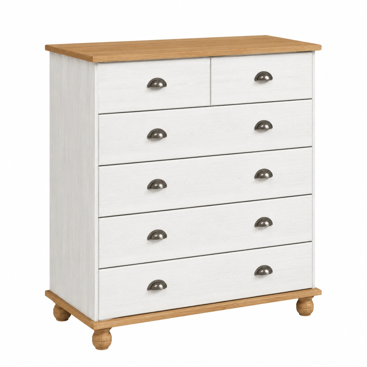 Cassettiera in Pino Massello Bianco 91x40x95,5 cm, Elegante e Contemporanea