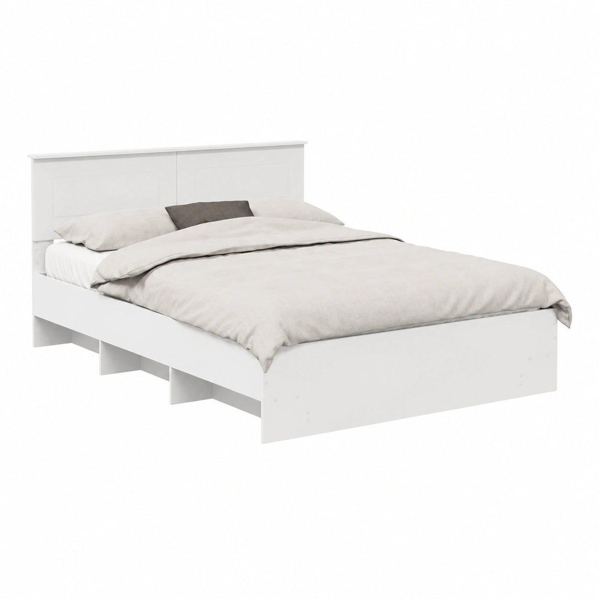 Letto Matrimoniale Moderno in Legno Bianco 140x200 cm, Design Minimalista e Robusto